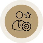 Person icon with star and gear symbol.