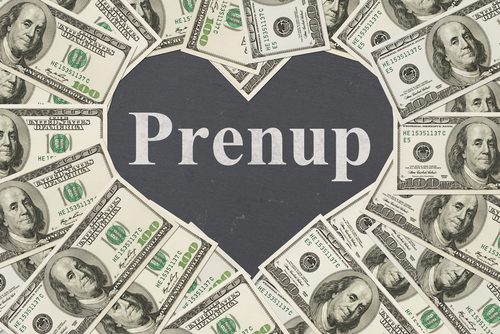 Heart-shaped money with "Prenup" text inside.