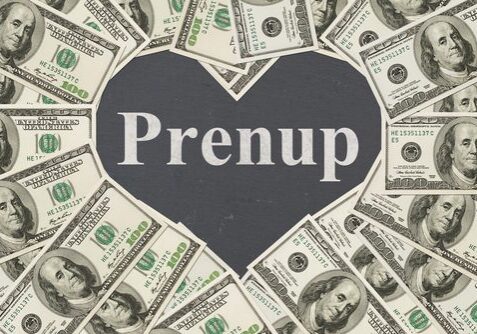 Heart-shaped money with "Prenup" text inside.